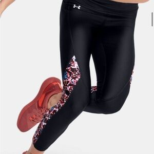 Under Armour Heatgear Compression Leggings with Pockets Pink Geometric Design